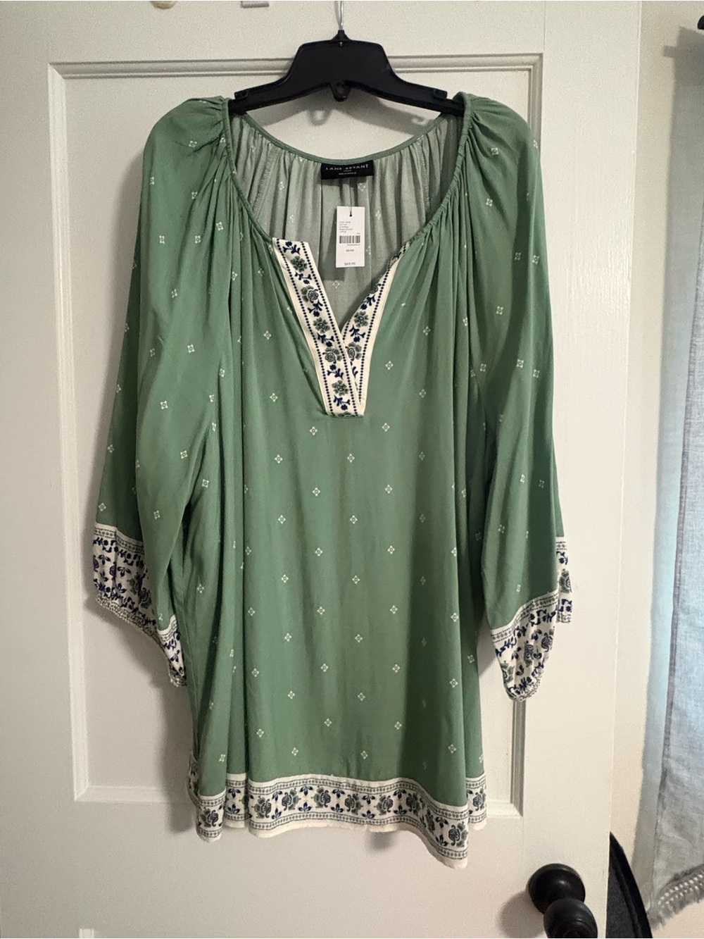 Lane Bryant Green Peasant Top - NWT